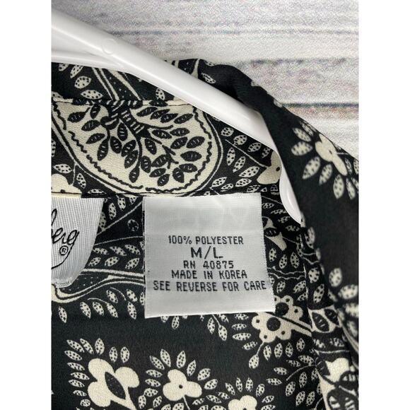 Vintage Diane Von Furstenberg Color Authority Black Paisley Button Down Shirt L - Picture 4 of 7